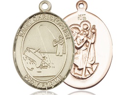 [7196KT] 14kt Gold Saint Christopher Fishing Medal