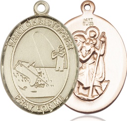 [7196KT] 14kt Gold Saint Christopher Fishing Medal