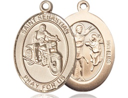 [7197KT] 14kt Gold Saint Sebastian Motorcycle Medal