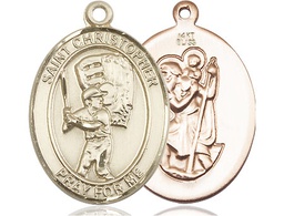 [7500KT] 14kt Gold Saint Christopher Baseball Medal