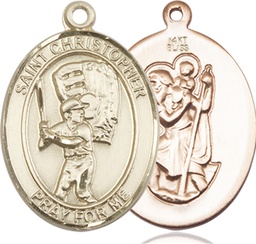 [7500KT] 14kt Gold Saint Christopher Baseball Medal