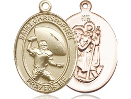 [7501KT] 14kt Gold Saint Christopher Football Medal