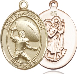 [7501KT] 14kt Gold Saint Christopher Football Medal