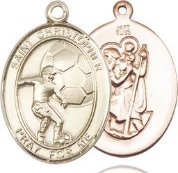 [7503KT] 14kt Gold Saint Christopher Soccer Medal