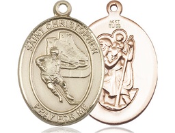 [7504KT] 14kt Gold Saint Christopher Hockey Medal