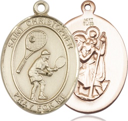 [7505KT] 14kt Gold Saint Christopher Tennis Medal