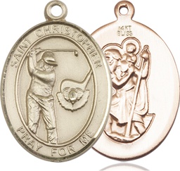 [7506KT] 14kt Gold Saint Christopher Golf Medal