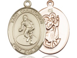 [7508KT] 14kt Gold Saint Christopher Wrestling Medal