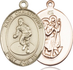 [7508KT] 14kt Gold Saint Christopher Wrestling Medal