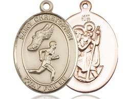 [7509KT] 14kt Gold Saint Christopher Track&amp;Field Medal