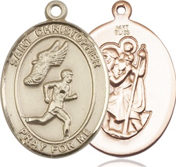 [7509KT] 14kt Gold Saint Christopher Track&amp;Field Medal