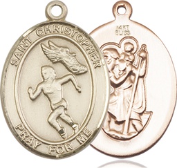 [7510KT] 14kt Gold Saint Christopher Track&amp;Field Medal