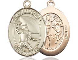 [7601KT] 14kt Gold Saint Sebastian Football Medal