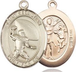 [7601KT] 14kt Gold Saint Sebastian Football Medal