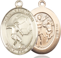 [7603KT] 14kt Gold Saint Sebastian Soccer Medal