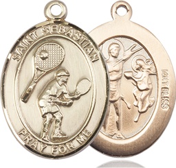 [7605KT] 14kt Gold Saint Sebastian Tennis Medal