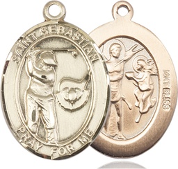 [7606KT] 14kt Gold Saint Sebastian Golf Medal