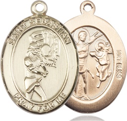 [7607KT] 14kt Gold Saint Sebastian Softball Medal