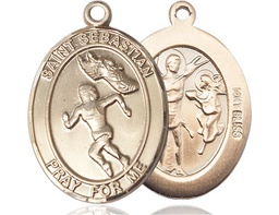 [7610KT] 14kt Gold Saint Sebastian Track and Field Medal