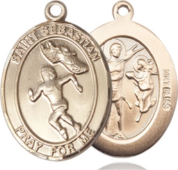 [7610KT] 14kt Gold Saint Sebastian Track and Field Medal