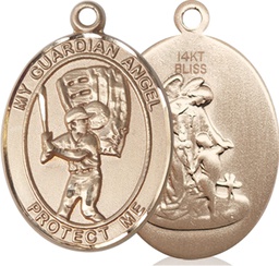 [7700KT] 14kt Gold Guardian Angel Baseball Medal