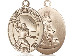 [7701KT] 14kt Gold Guardian Angel Football Medal