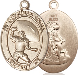 [7701KT] 14kt Gold Guardian Angel Football Medal