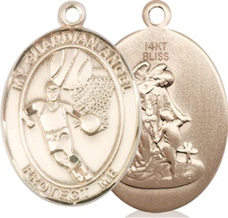 [7702KT] 14kt Gold Guardian Angel Basketball Medal