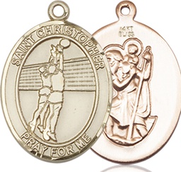 [8138KT] 14kt Gold Saint Christopher Volleyball Medal