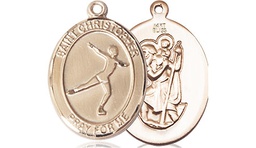 [8139KT] 14kt Gold Saint Christopher Figure Skating Medal