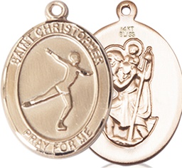 [8139KT] 14kt Gold Saint Christopher Figure Skating Medal