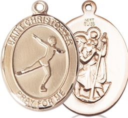 [8139KT] 14kt Gold Saint Christopher Figure Skating Medal