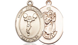 [8140KT] 14kt Gold Saint Christopher Cheerleading Medal