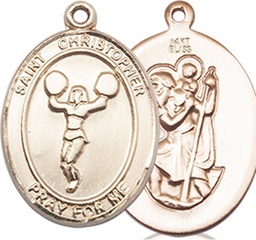 [8140KT] 14kt Gold Saint Christopher Cheerleading Medal