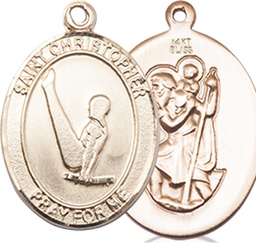 [8142KT] 14kt Gold Saint Christopher Gymnastics Medal