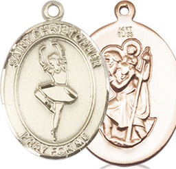 [8143KT] 14kt Gold Saint Christopher Dance Medal