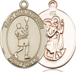 [8144KT] 14kt Gold Saint Christopher Lacrosse Medal