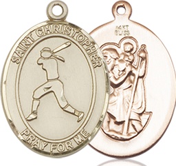 [8145KT] 14kt Gold Saint Christopher Softball Medal