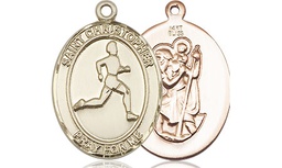 [8149KT] 14kt Gold Saint Christopher Track&amp;Field Medal