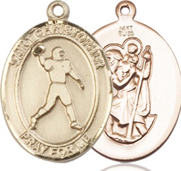 [8151KT] 14kt Gold Saint Christopher Football Medal