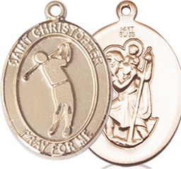 [8152KT] 14kt Gold Saint Christopher Golf Medal