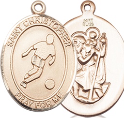 [8154KT] 14kt Gold Saint Christopher Soccer Medal