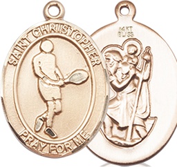 [8156KT] 14kt Gold Saint Christopher Tennis Medal