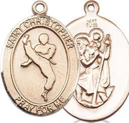 [8158KT] 14kt Gold Saint Christopher Martial Arts Medal