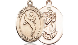 [8158KT] 14kt Gold Saint Christopher Martial Arts Medal