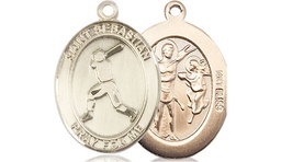 [8160KT] 14kt Gold Saint Sebastian Baseball Medal