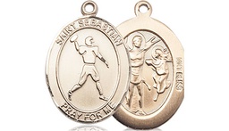 [8161KT] 14kt Gold Saint Sebastian Football Medal