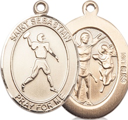 [8161KT] 14kt Gold Saint Sebastian Football Medal