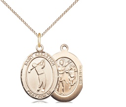 [8162GF/18GF] 14kt Gold Filled Saint Sebastian Golf Pendant on a 18 inch Gold Filled Light Curb chain