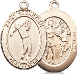 [8162KT] 14kt Gold Saint Sebastian Golf Medal